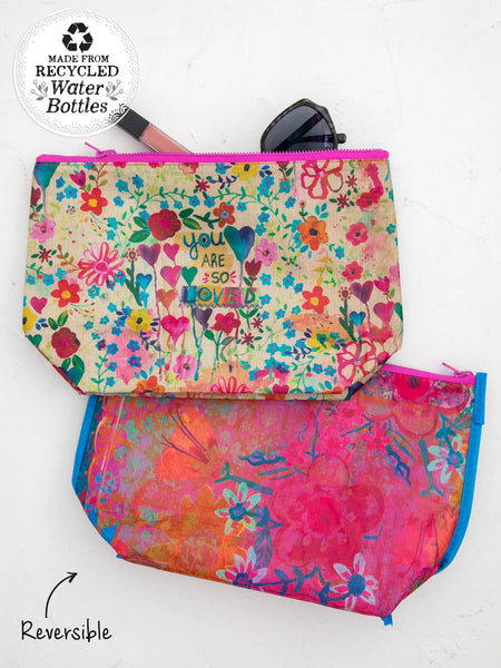 So Loved Recycled Reversible Zip Pouch