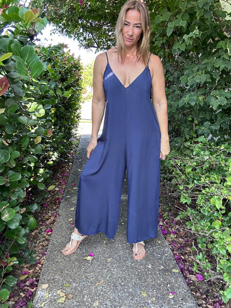 The Comfy Wide Leg Navy Jumpsuit