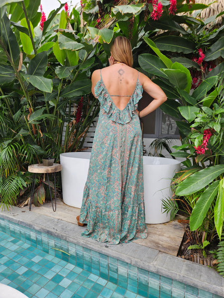 Light Turquoise Goddess Maxi Dress