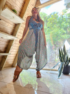 Blue & Flowers Harem Jumpsuit