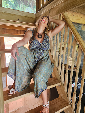 Blue & Turquoise Paisley Jumpsuit