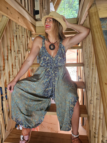Blue & Turquoise Paisley Jumpsuit
