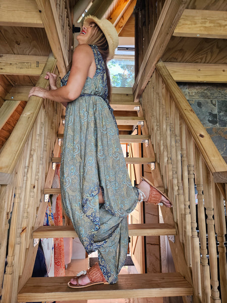 Blue & Turquoise Paisley Jumpsuit