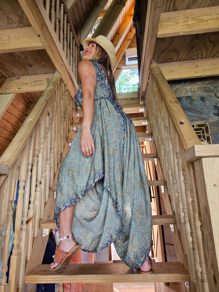 Blue & Turquoise Paisley Jumpsuit