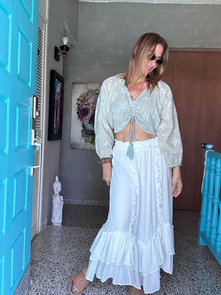 River Off White Maxi Skirt