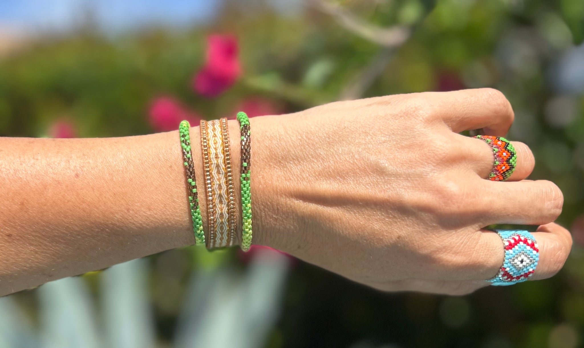 Forest Green Rounded Miyuki bracelet