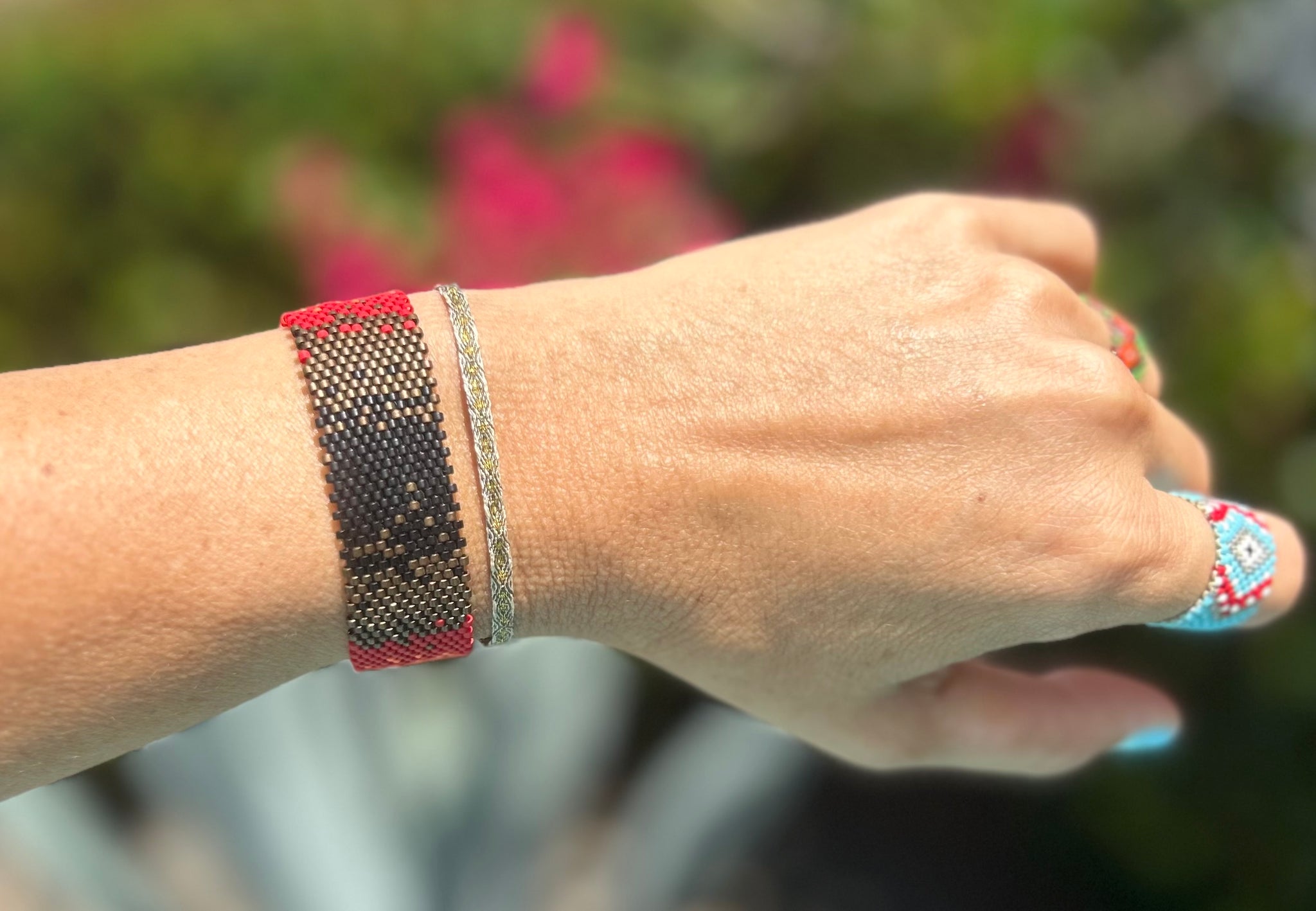 Red Bloom Medium Miyuki Bracelet