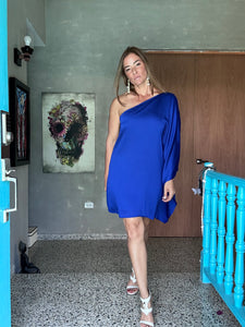 Azure One Shoulder Mini Dress
