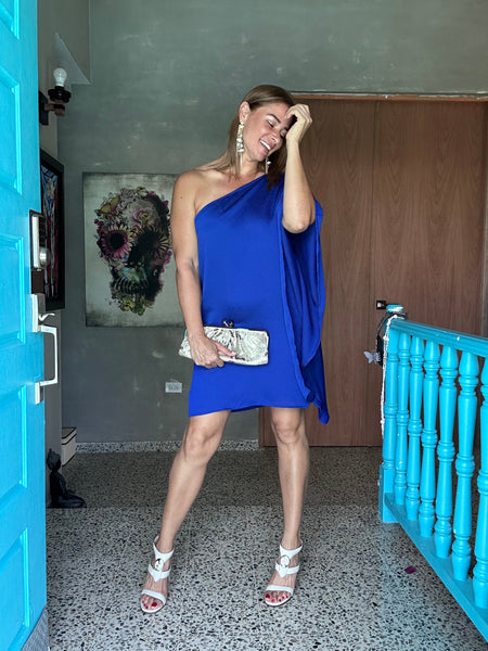 Azure One Shoulder Mini Dress