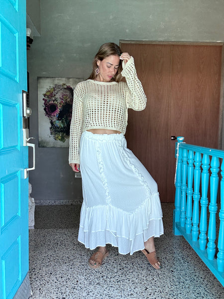 River Off White Maxi Skirt