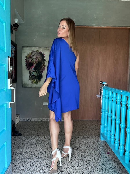 Azure One Shoulder Mini Dress
