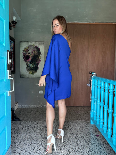 Azure One Shoulder Mini Dress