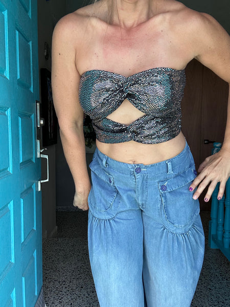 Black Shimmering Twist Top