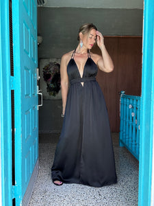 Satin Black Maxi Dress