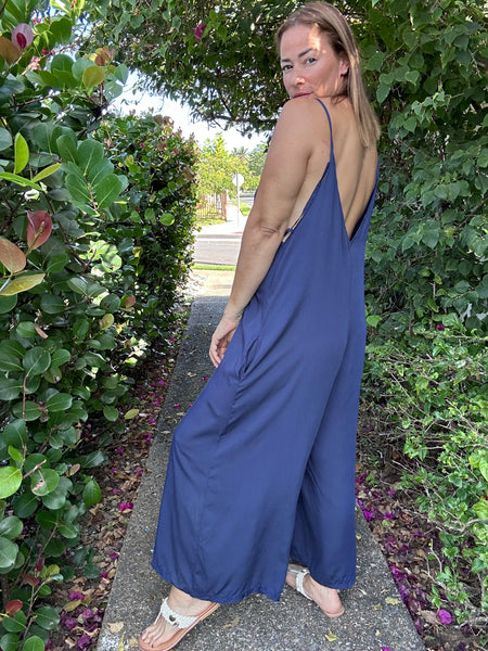 The Comfy Wide Leg Navy Jumpsuit