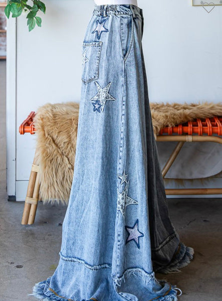 Stunning Stars Patchwork Wide Pants