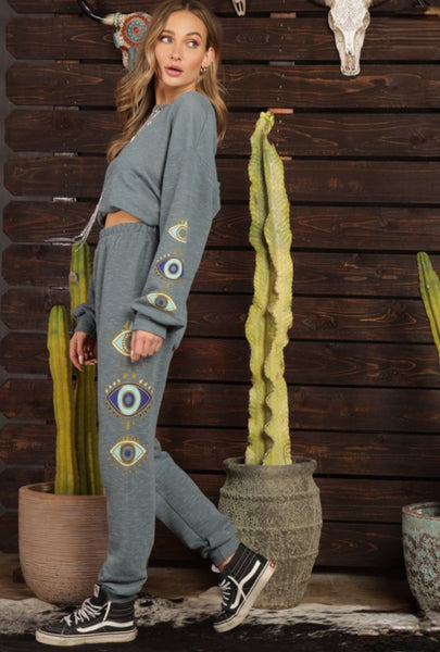 Aztec jade pant and sweater set