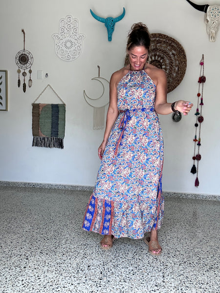 Pretty in Blue Halter Maxi