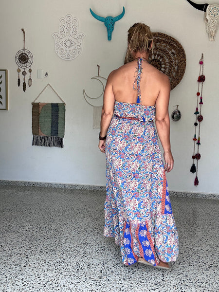 Pretty in Blue Halter Maxi