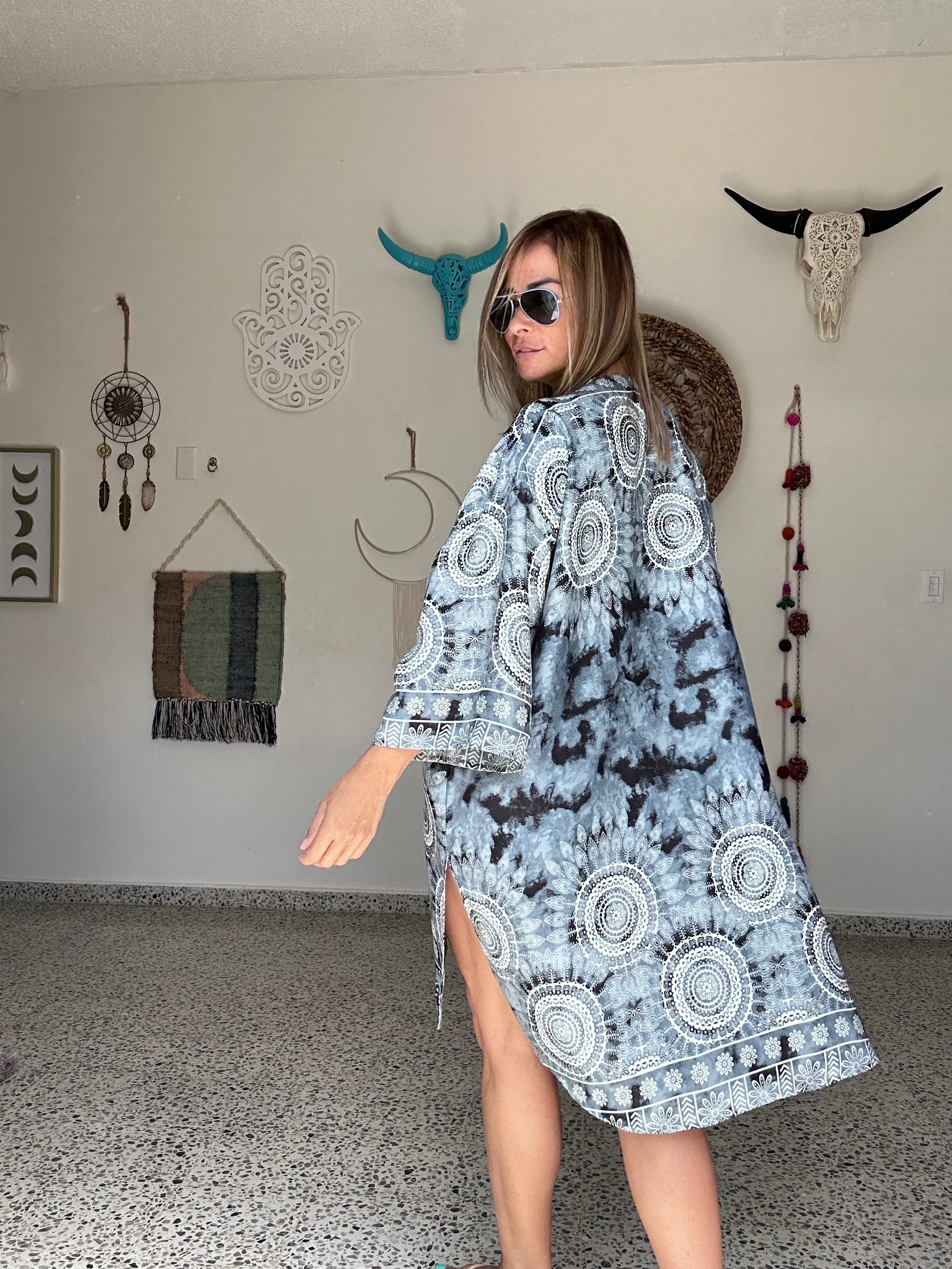 Gray Mandala Cover Up