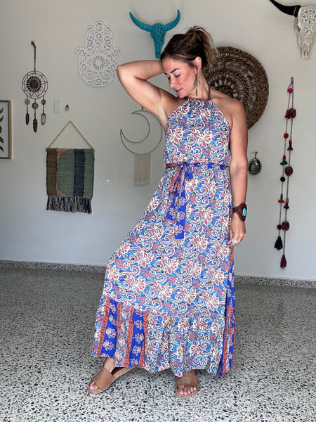 Pretty in Blue Halter Maxi