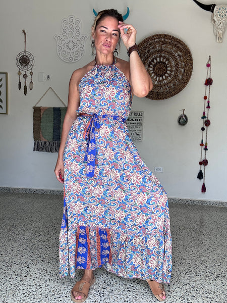 Pretty in Blue Halter Maxi