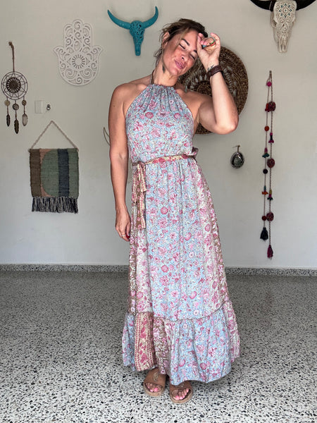 Wine Sky Halter Maxi