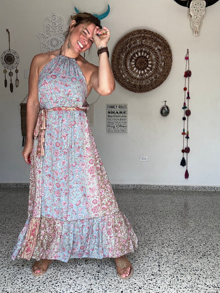 Wine Sky Halter Maxi