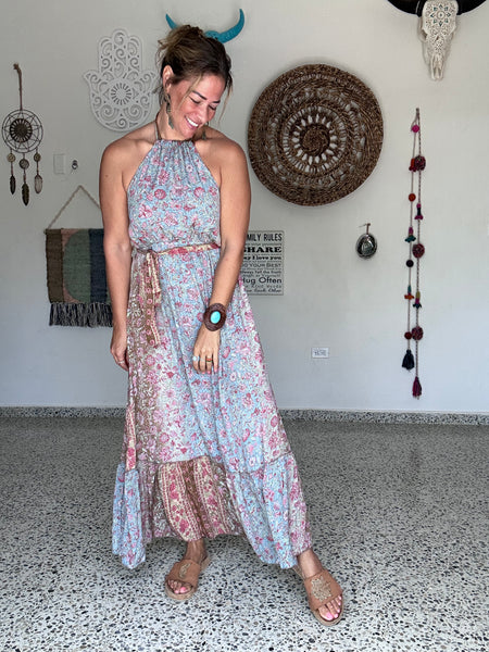 Wine Sky Halter Maxi