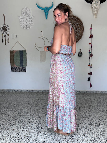 Wine Sky Halter Maxi