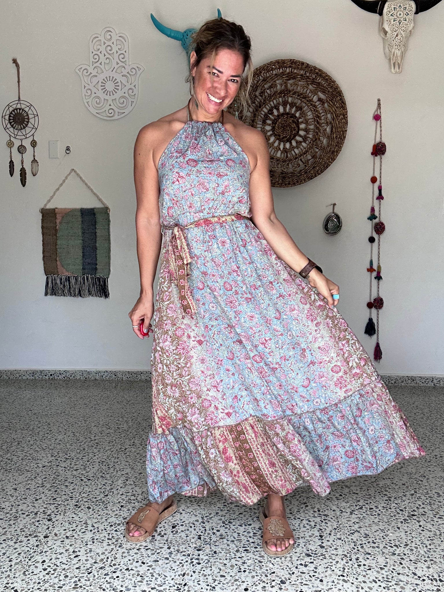 Wine Sky Halter Maxi