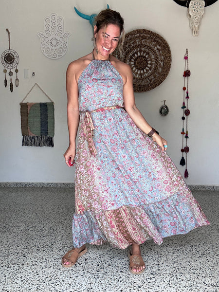 Wine Sky Halter Maxi