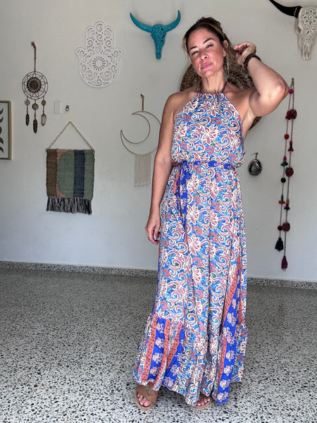 Pretty in Blue Halter Maxi