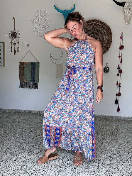 Pretty in Blue Halter Maxi
