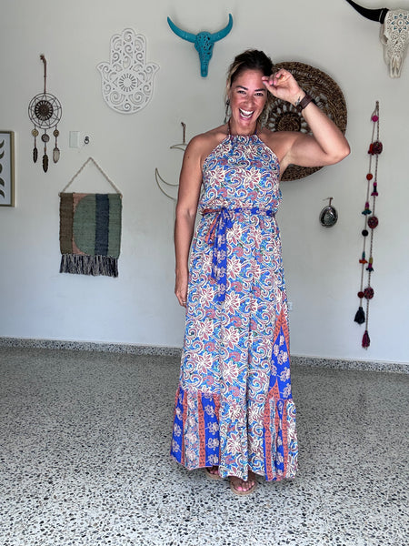 Pretty in Blue Halter Maxi