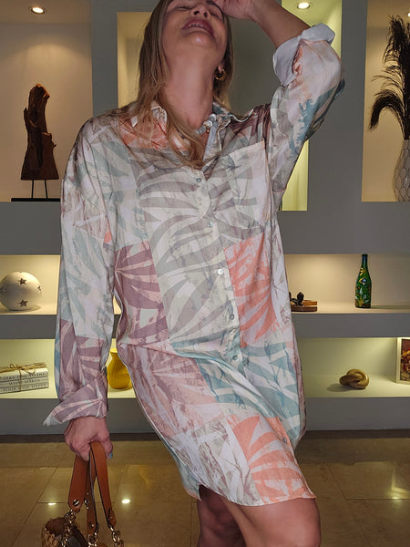 Pastels Satin Mini Dress and Shirt