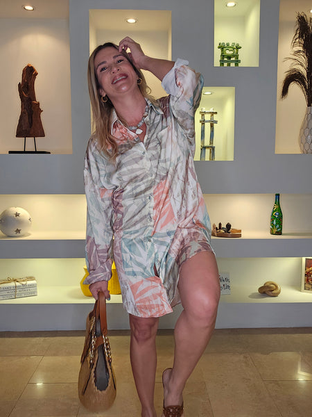 Pastels Satin Mini Dress and Shirt