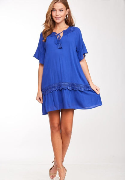 Royal lace short dress