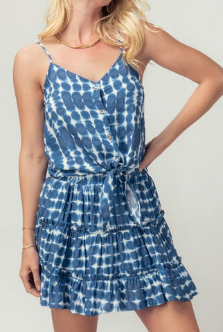 Blue Tie Dye Ruffle Skirt