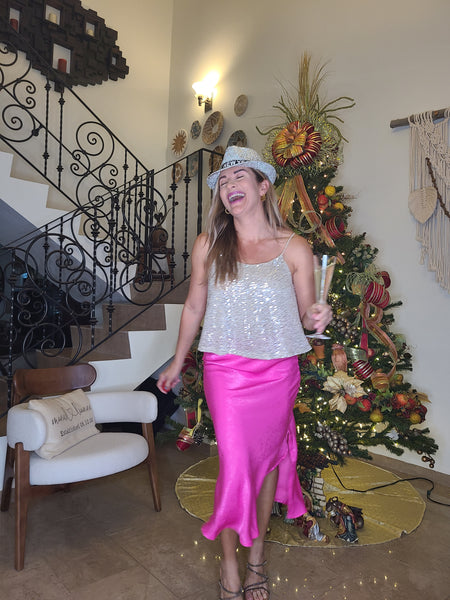 Neon Fucsia Pencil Skirt