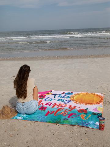Happy Place Large Beach Towel