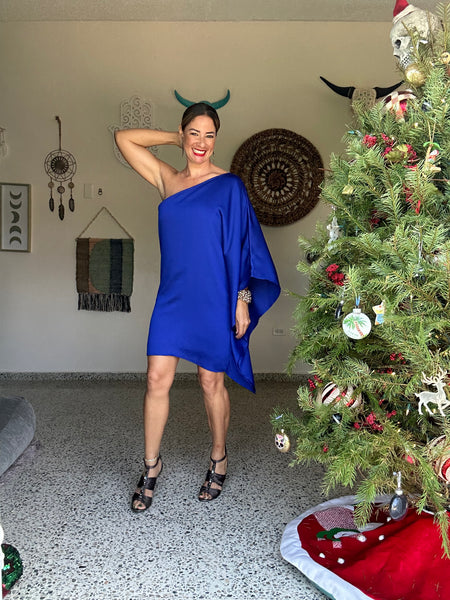 Azure One Shoulder Mini Dress