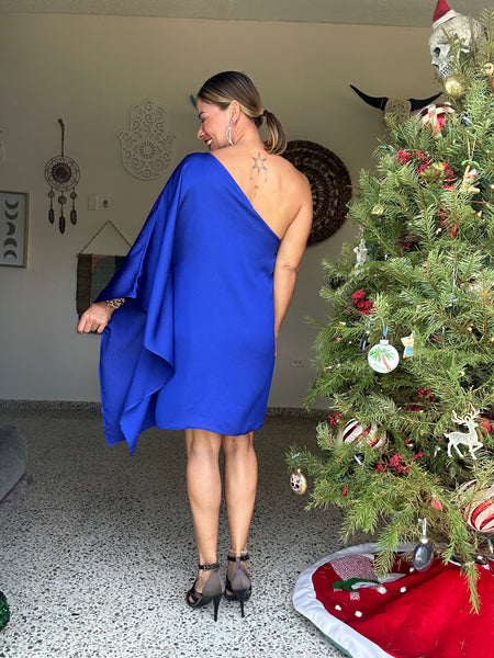 Azure One Shoulder Mini Dress