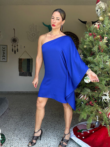 Azure One Shoulder Mini Dress