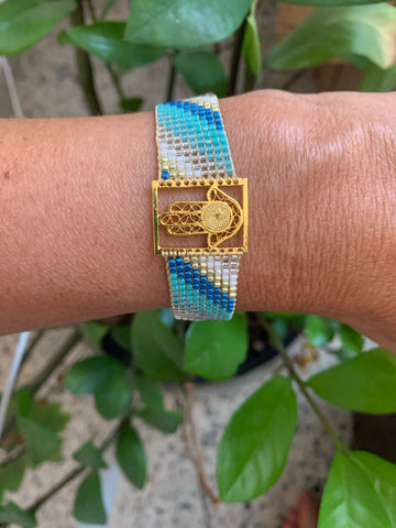 Blue Hamsa Miyuki Bracelet