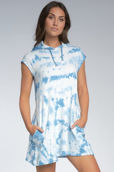 Blue Clouds  Hoodie Shirtdress