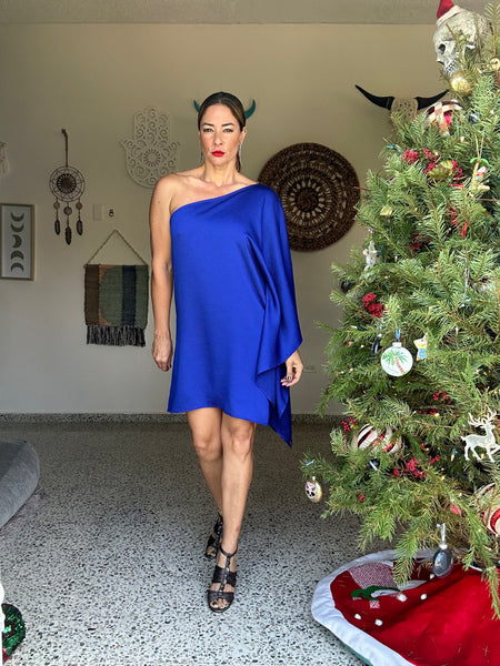 Azure One Shoulder Mini Dress