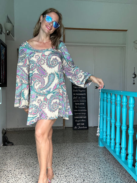 Cream Paisley Boho Tunic