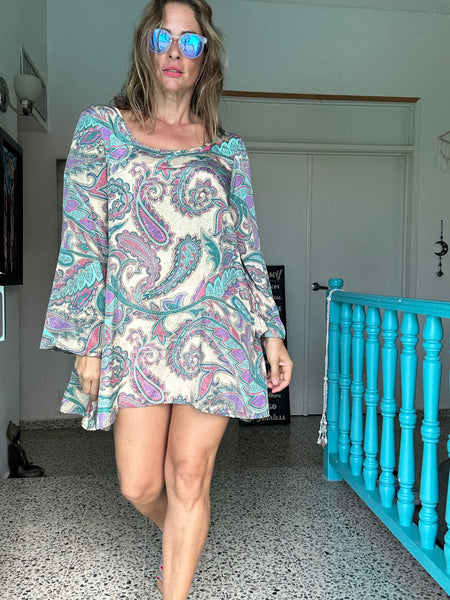 Cream Paisley Boho Tunic