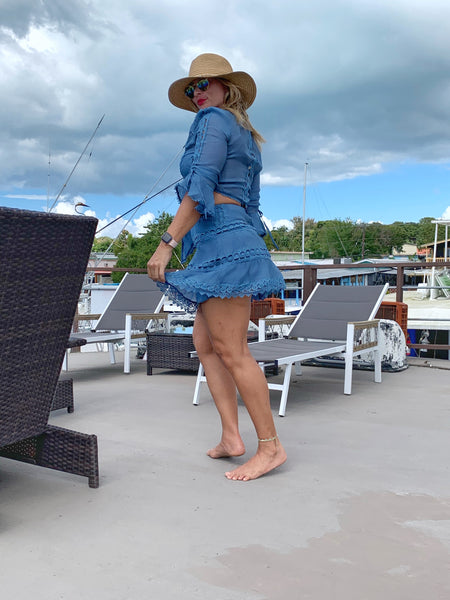 Azure Lace Mini Skirt